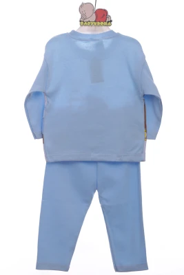 Піжама з довгим рукавом для хлопчика трикотажна сніжинка блакитний