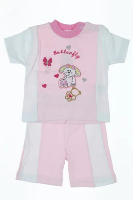 Шорти з футболкою для дівчинки трикотажні зайчик рожевий