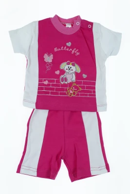 Шорти з футболкою для дівчинки трикотажний малиновий зайчик