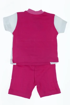 Шорти з футболкою для дівчинки трикотажний малиновий зайчик