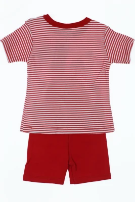 Шорти з футболкою трикотажні в червоний смужку.