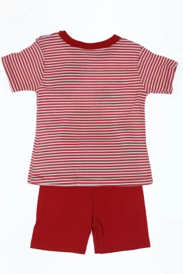 Шорти з футболкою трикотажні в червоний смужку.