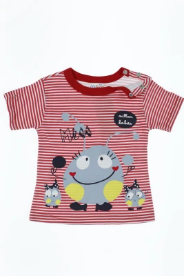 Шорти з футболкою трикотажні в червоний смужку.