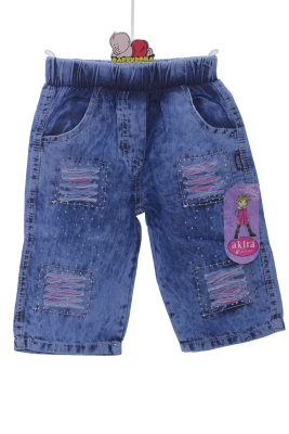 Бриджі джинсові для дівчинки стрази блакитний