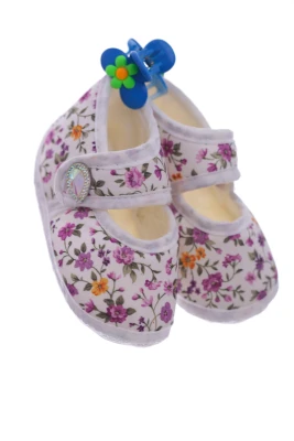 Пінетки для дівчинки на липучці з квітами бузковий