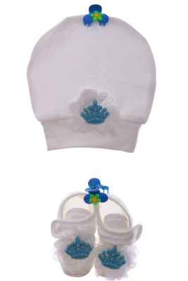 Пінетки і шапочка з короною трикотажні білий