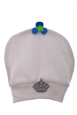 Пінетки з шапочкою трикотажні з білим короною