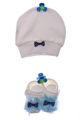 Пінетки та шапочка для хлопчика трикотажні синій