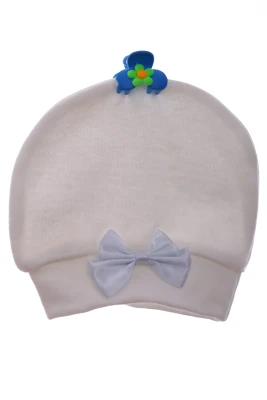 Пінетки та шапка для хлопчика трикотажні з блакитним бантом.