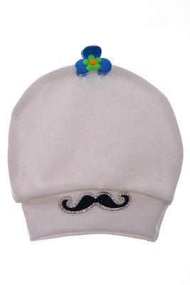 Пінетки з шапкою для хлопчика трикотажні джентльмен білий