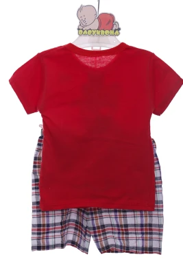 Шорти з футболкою для хлопчика трикотажні ведмедик червоний