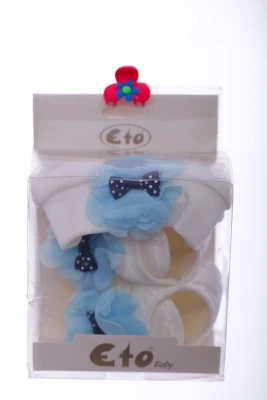 Пінетки з шапкою для хлопчика трикотажні Бантик блакитні