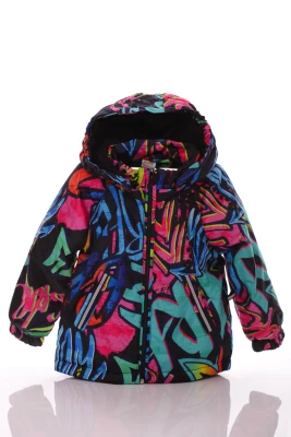 Куртка на трикотажі для дівчинки Babykroha з принтом графіті чорна