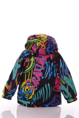 Куртка на трикотажі для дівчинки Babykroha з принтом графіті чорна