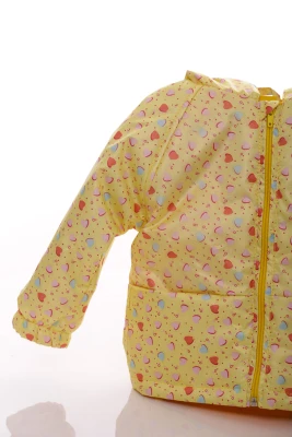 Куртка для дівчинки нуль на холлофайбері Babykroha з принтом серця жовта