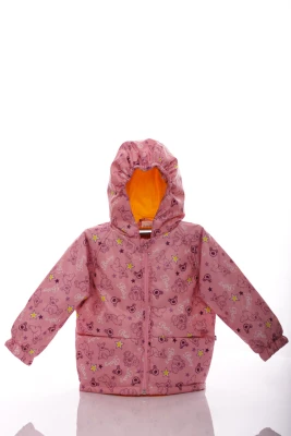 Куртка нуль для дівчинки на холлофайбері Babykroha з принтом ведмедик baby рожева