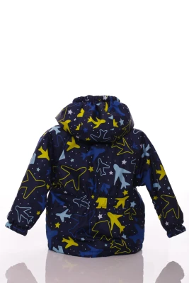 Куртка для хлопчика нуль на холлофайбері Babykroha з принтом літачків синя