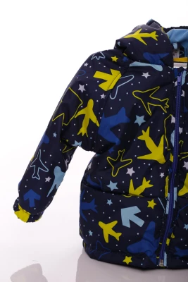 Куртка для хлопчика нуль на холлофайбері Babykroha з принтом літачків синя