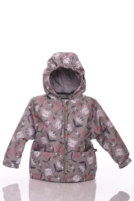 Куртка для дівчинки нуль на холлофайбері Babykroha з принтом сіра котика