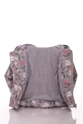 Куртка для дівчинки нуль на холлофайбері Babykroha з принтом сіра котика