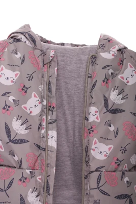 Куртка для дівчинки нуль на холлофайбері Babykroha з принтом сіра котика