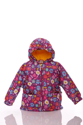 Куртка для дівчинки нуль на холлофайбері Babykroha з принтом квіточок бузкова