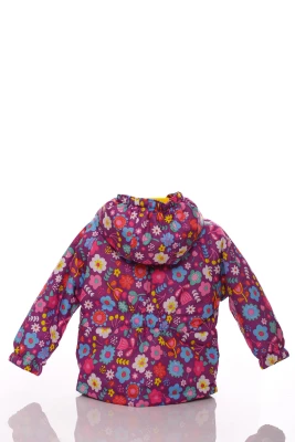 Куртка для дівчинки нуль на холлофайбері Babykroha з принтом квіточок бузкова