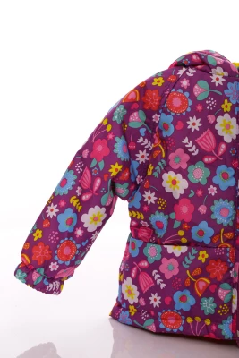 Куртка для дівчинки нуль на холлофайбері Babykroha з принтом квіточок бузкова