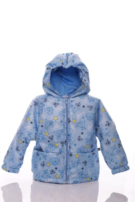 Куртка для хлопчика нуль на холлофайбері Babykroha з принтом ведмедик baby блакитна