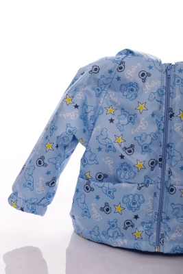 Куртка для хлопчика нуль на холлофайбері Babykroha з принтом ведмедик baby блакитна