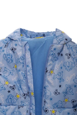 Куртка для хлопчика нуль на холлофайбері Babykroha з принтом ведмедик baby блакитна