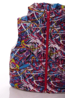 Жилетка на флісі з кишенями Babykroha з принтом павутинки малинова