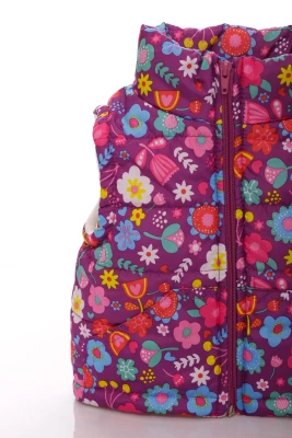 Жилетка на флісі для дівчинки з кишенями Babykroha з принтом квіточок бузкова