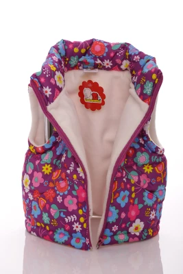 Жилетка на флісі для дівчинки з кишенями Babykroha з принтом квіточок бузкова
