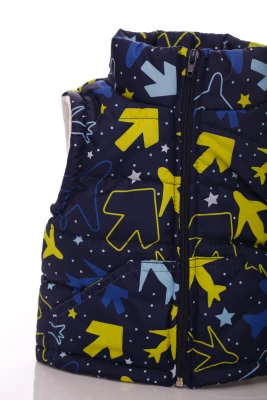 Жилетка на флісі для хлопчика з кишенями Babykroha з принтом літачки синя