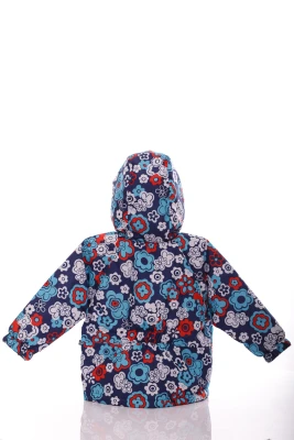 Куртка нуль для дівчинки на холлофайбері Babykroha з принтом квіточок синя