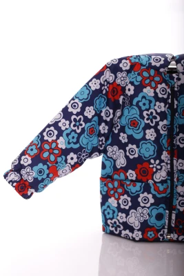 Куртка нуль для дівчинки на холлофайбері Babykroha з принтом квіточок синя