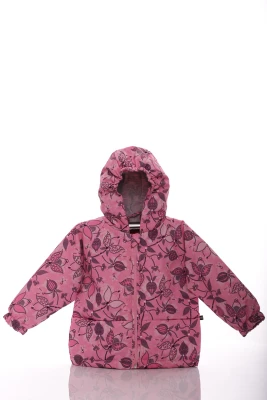 Куртка нуль для дівчинки на холлофайбері Babykroha з принтом flowers рожева