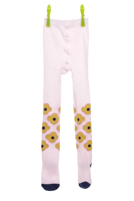 Колготи для дівчинки бавовняні світло-рожеві з квітами