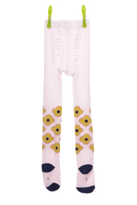 Колготи для дівчинки бавовняні світло-рожеві з квітами