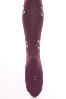 Колготи для дівчинки бордові з трояндами.