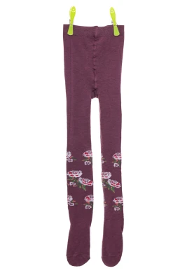 Колготи для дівчинки бордові з трояндами.