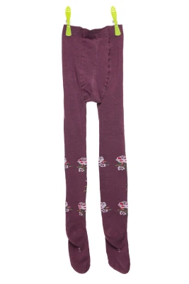 Колготи для дівчинки бордові з трояндами.