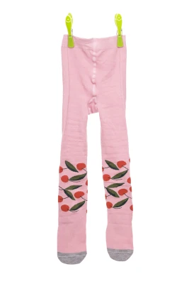 Колготи для дівчинки рожеві з вишнями