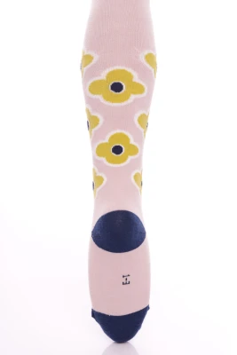 Колготи для дівчинки х/б пудра з квітами