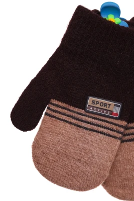 Рукавички для хлопчика в'язка Sport коричневі