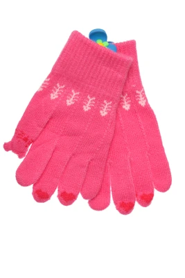 Рукавички для дівчинки в'язка з рожевими серцями