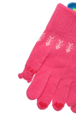 Рукавички для дівчинки в'язка з рожевими серцями