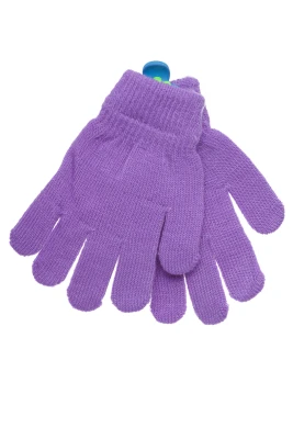 Рукавички для дівчинки в'язка однотонні фіолетові