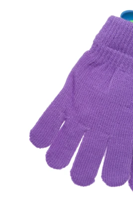 Рукавички для дівчинки в'язка однотонні фіолетові